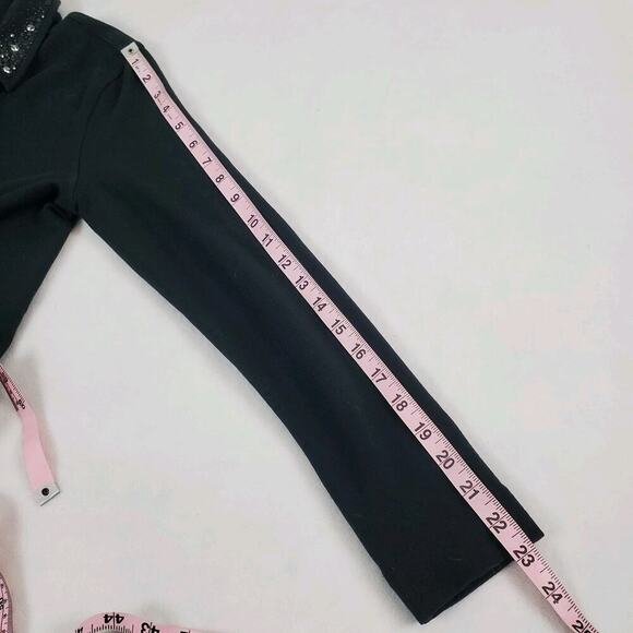 Christine Alexander Womens Black Rhinestone Studded Drawstring Waist Jacket Sz S - Picture 8 of 8